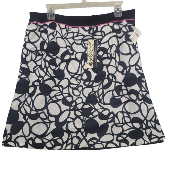 Robert Kitchen Black Ivory Abstract A-Line Skirt Size 12 - Picture 1 of 9